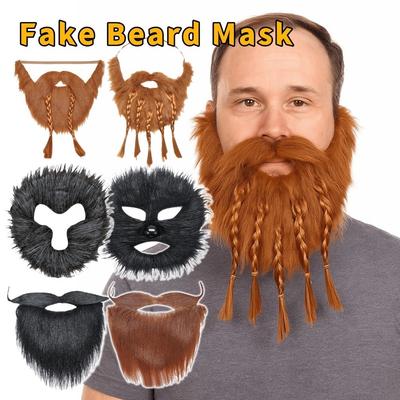 Dress Up Artificia Realistic Fake Beard Vivid Funny Halloween Fake Mustache Savage Cute Viking Braided Beard Hallomas Party
