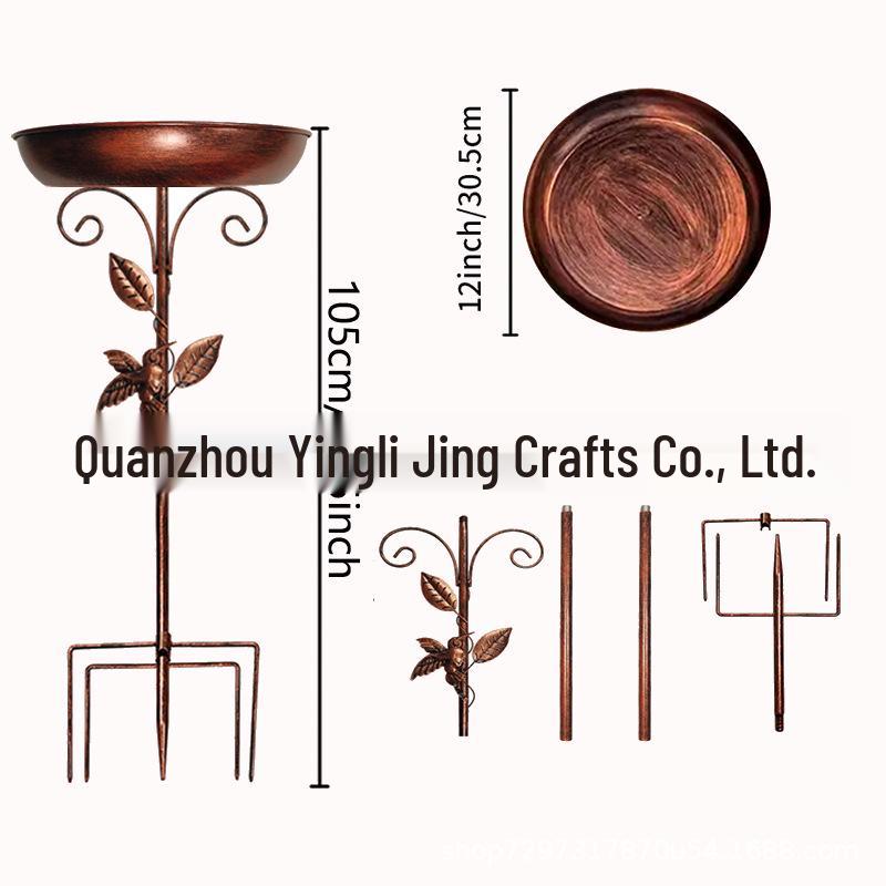 Retro Iron Bird Bath Garden Decoration and Outdoor Planter