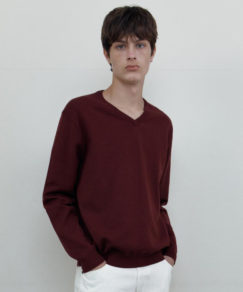 WEDNESDAY OASIS Washable Soft V-Neck Knit_Red(Wcb6Kn104)