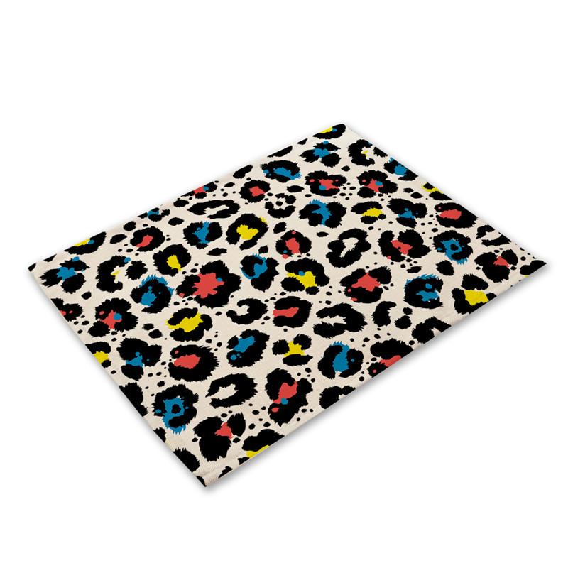 Anti-scalding Table Mats Leopard Print Linen Placemats For Kitchen Table Cup Coasters Placemat For Dining Table