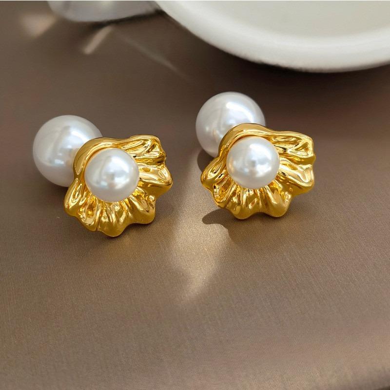 New Able Irregular Shell Style Imitation Pearl Earrings, Suitable for Women's Daily Party Jewelry Gifts