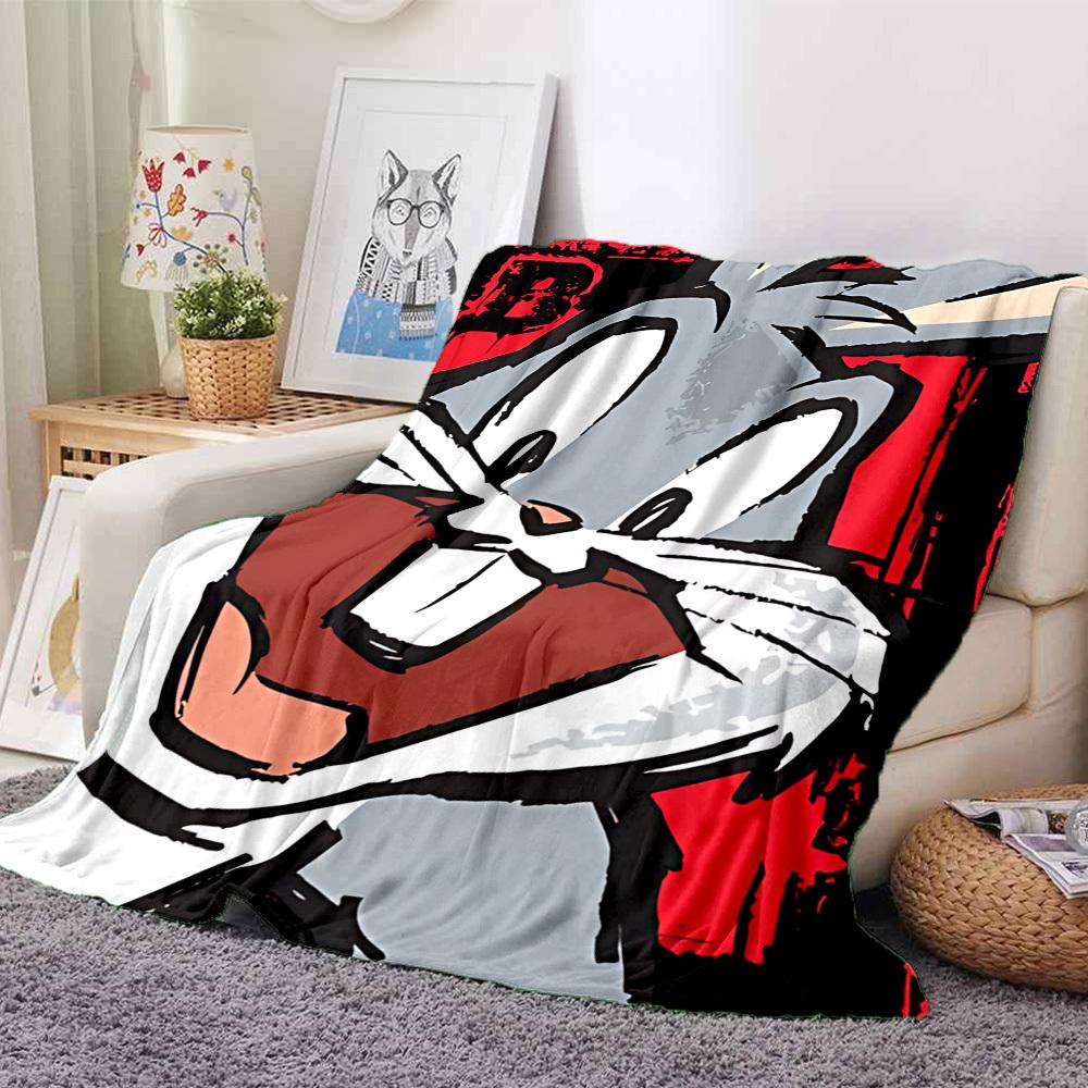 1pc Bugs Bunny Looney Tunes Flannel Throw Blanket Lightweight Soft Warm All Season Blanket for Sofa, Bed, Travel,L1028118
