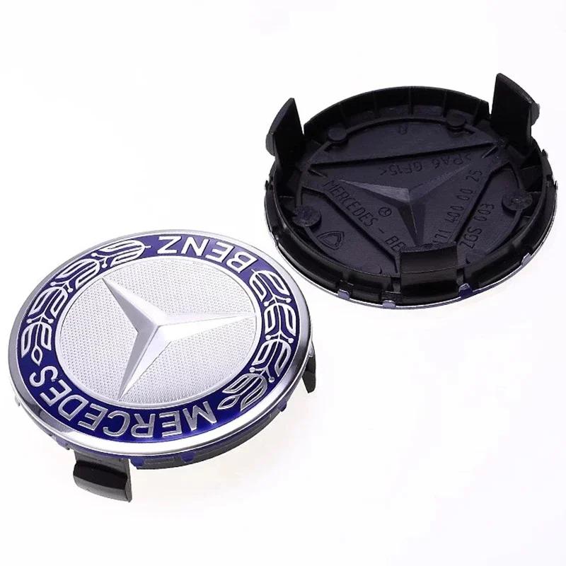 C200 E300 2026 Chaud 4PCS Pour Mercedes benz Cache-moyeu de roue de voiture Cache-moyeu Badge Pour Classe W204 W203 W205 W124 W221 C E S GLE CLC