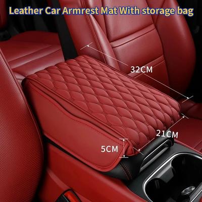 Leather Car Armrest Mat With Storage Bag Center Console Auto Armrests Storage Box Cover Pad Arm Rest Protection Cushion