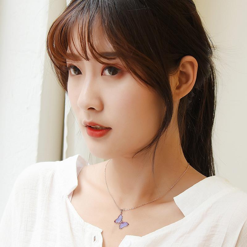 Steel Stylish Titanium Butterfly Crystal Chain Necklace For Women Perfect For Occasion Any