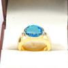 Blue Topaz Oval Cut With 925 Sterling Silver Gold Plated Ring For Men's #A889 JL375669043831