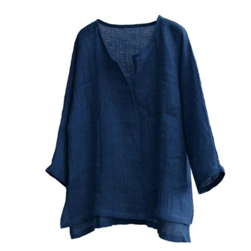 Men's Summer Spring Long Sleeve Loose Shirt Solid Color Casual Long Sleeve Cool Shirt Vn-eck Tops Size