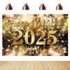 2025 Happy New Year Banner 71 X 43in Photo Booth Firework New Year Party Decoration Background New Year Photo Backdrop Elegant