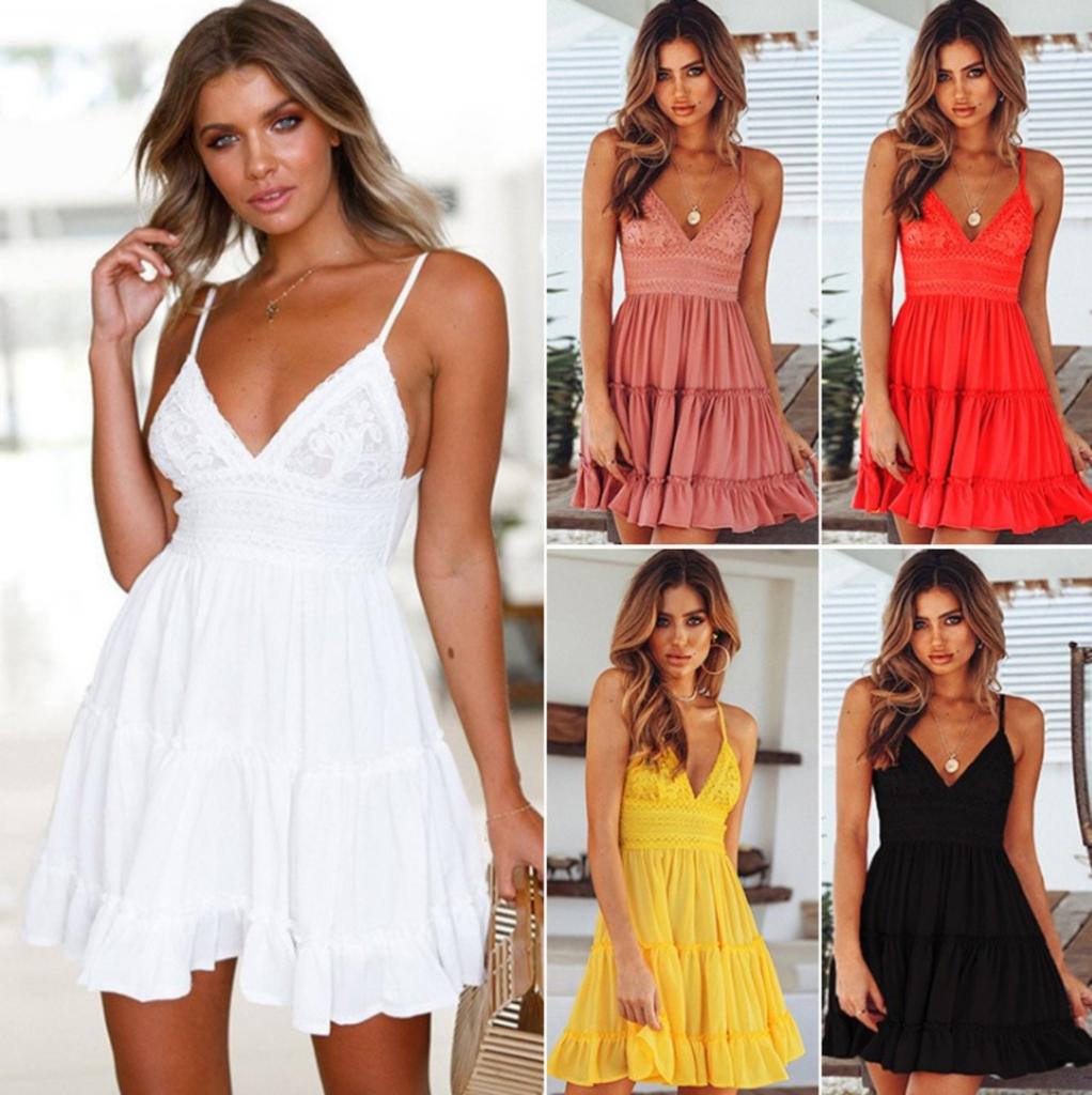 Backless Dress High Waist Suspender Dress