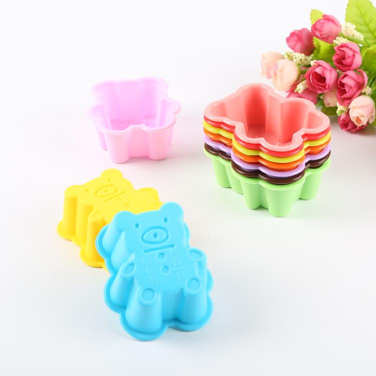 Lovely Bear Form Cake Mold Silicone Mold Muffin Cupcake Baking Tools Cooking Bakeware Maker Pudding Jelly Mold Kitchen Tools