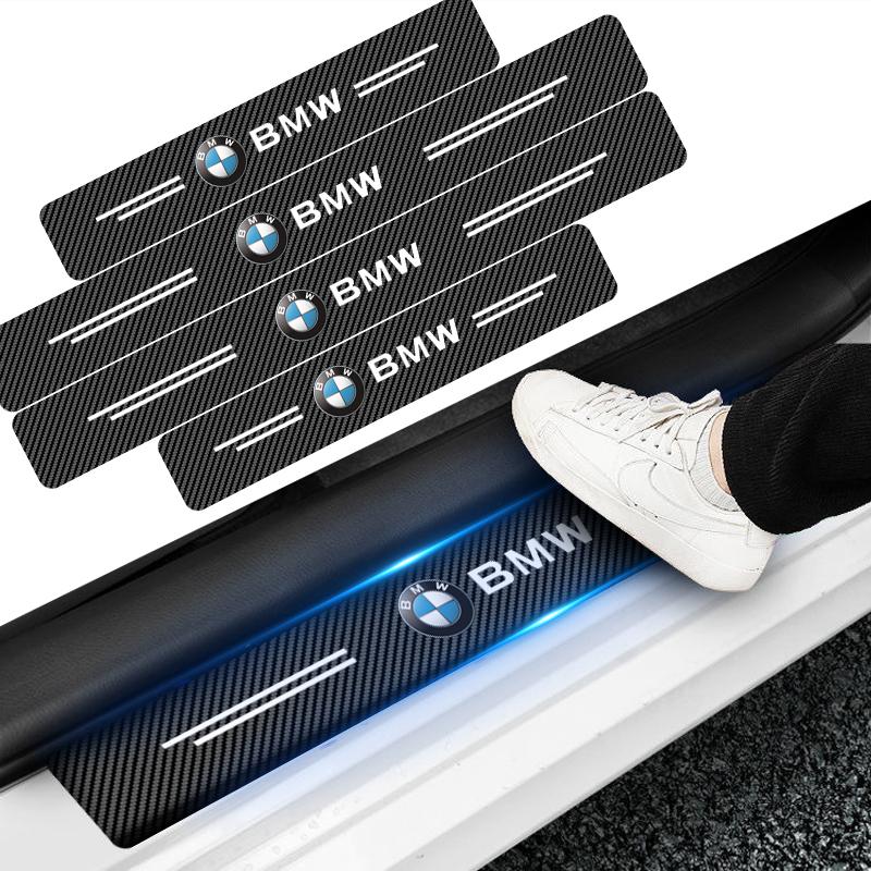 Leather Car Door Sill Anti Scratch Protector Sticker Decoration Decal For BMW M Performance E46 E90 E60 E39 E36 F20 E87 E92 E91 CI5