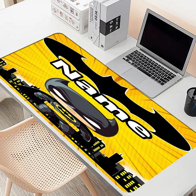 Custom Name Personalized Batman Pattern Mousepad, Laptop PC Desk Mat, Decorative Desk Mat for Home Keyboard Pad Gift