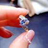 Natural Aquamarine Ring with S925 Silver, Three-Dimensional Wing Design, Minimalist Two-Tone.