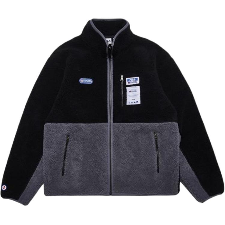 FILA X OUTDOOR PRODUCTS Velvet Jackets Unisex Black Stand Collar Moderate FS2PLC4O01X-BLK 100