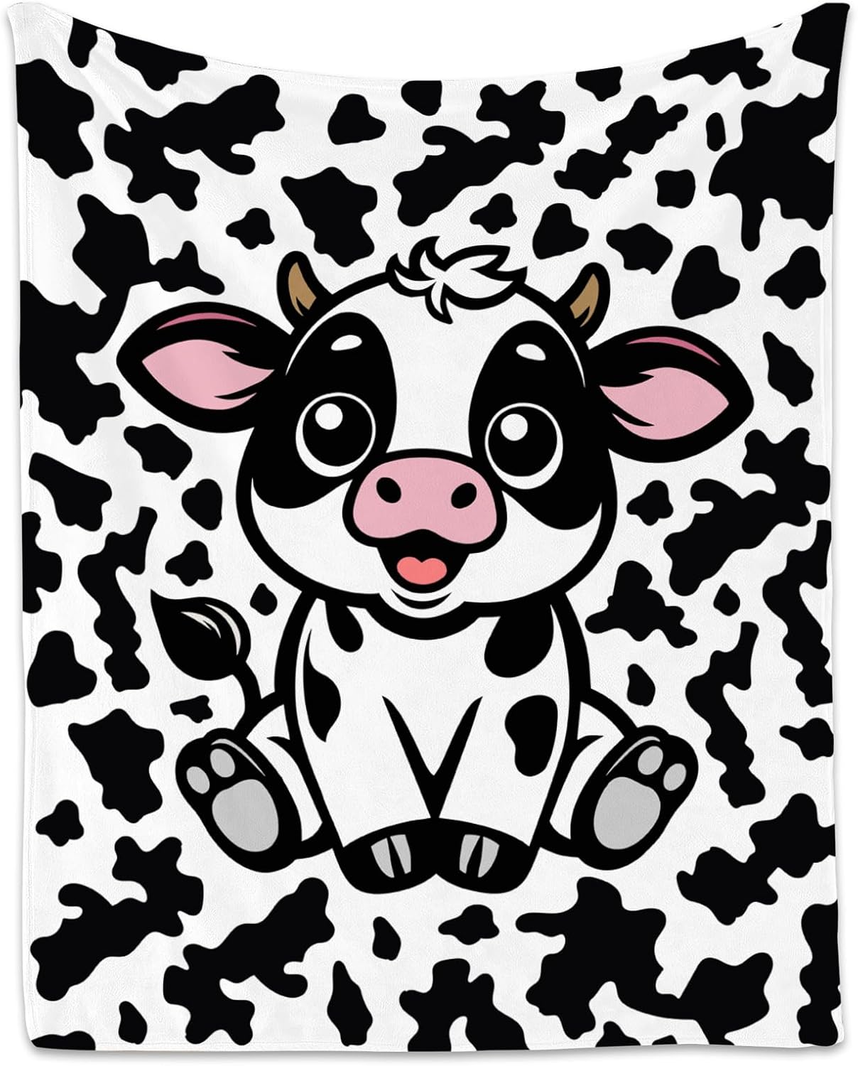 Jmg Household Supplies Unisex White Cow Blanket, Cozy Soft Throw Gifts For Women, Cute Flannel Throw Blankets For Couch Office, 60X80 Inches