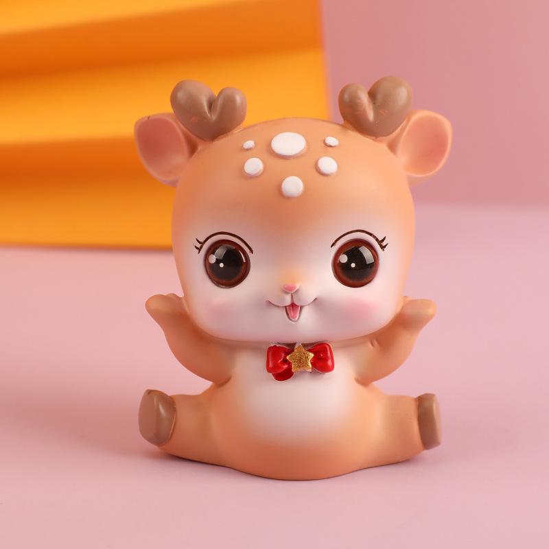 Cute Resin Deer Figurines with A Heart Full of Girlishness, Home Figurines, Student Gifts and Car Figurines