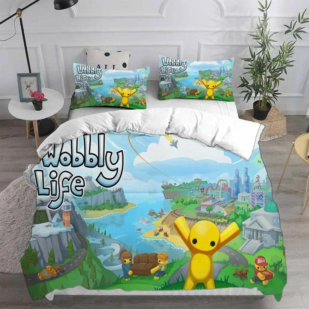 3D Print Wobbly & Life Bedding Set With Pillowcase Bed Duvet Cover Soft Queen King Size Bedclothes Home Single Twin Pillow Case