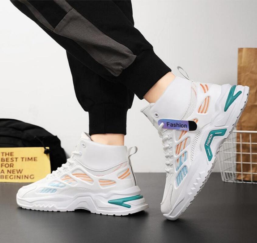 Fashion Men's High Top Sneakers Autumn Breathable Air-cushion Running Shoes Male Ankle Boots Fashion Designer Non Slip Tennis Shoes