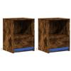 VidaXL Bedside Cabinets and LED Lights 2 Pcs Smoked Oak, Side Table, Bedside Cabinet, Side Table for the 852028