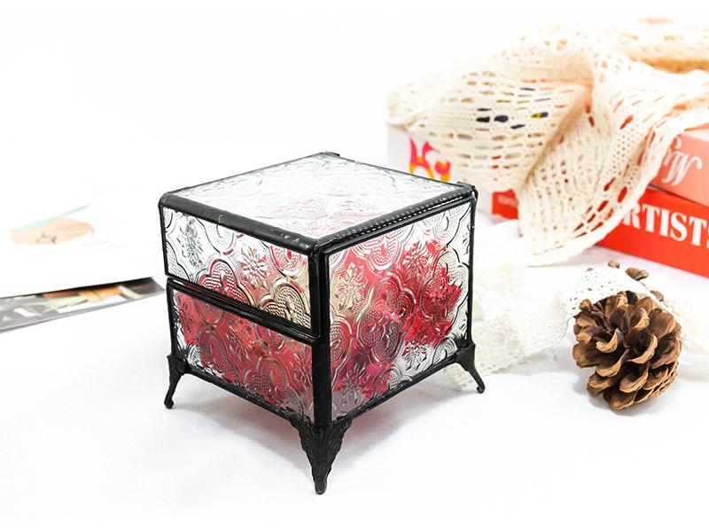 Retro Glass Jewelry Box for Rings, Earrings, and Wedding Decor