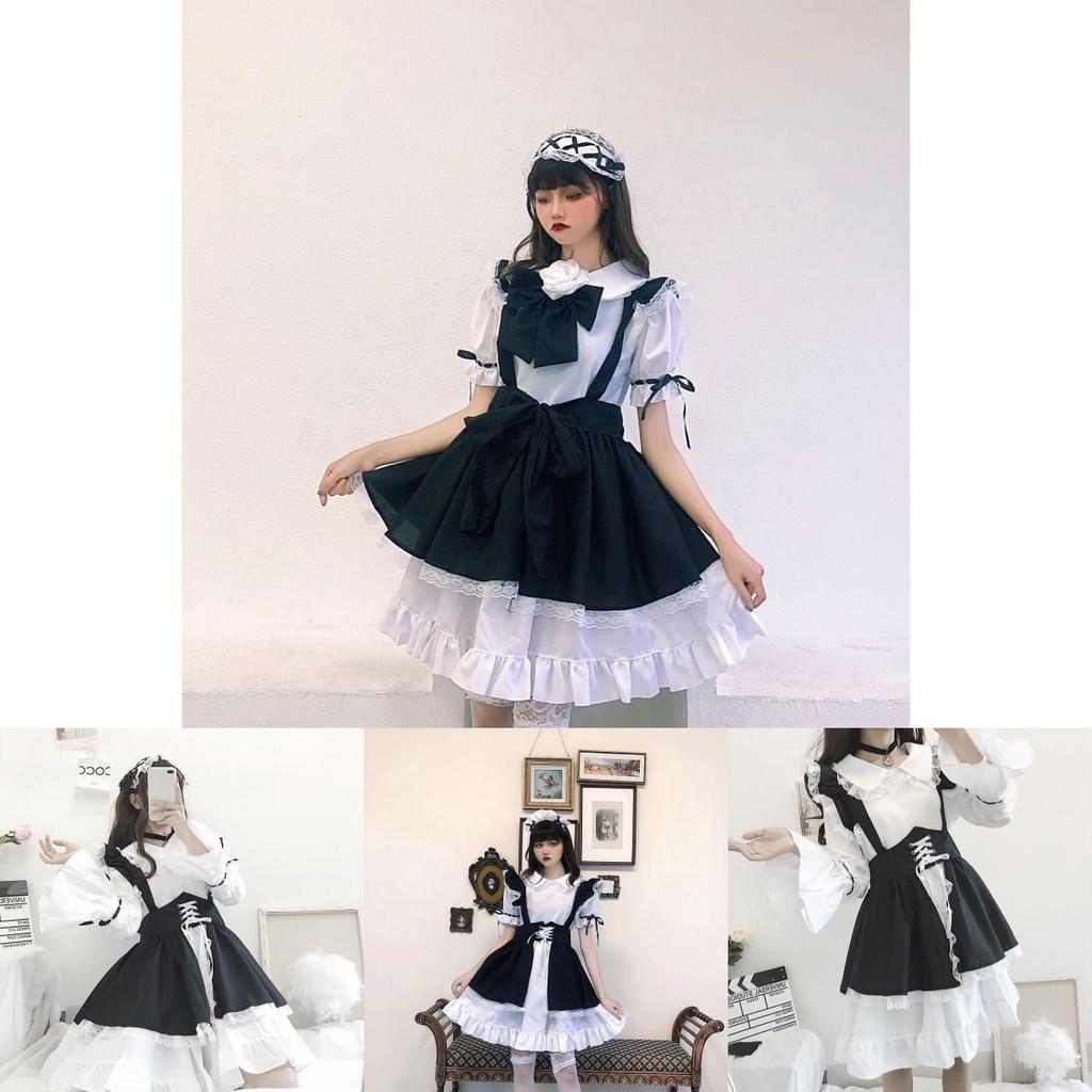 Beautiful Gothic Lolita Dress With Apron And Headdress Perfect For Cosplay Events