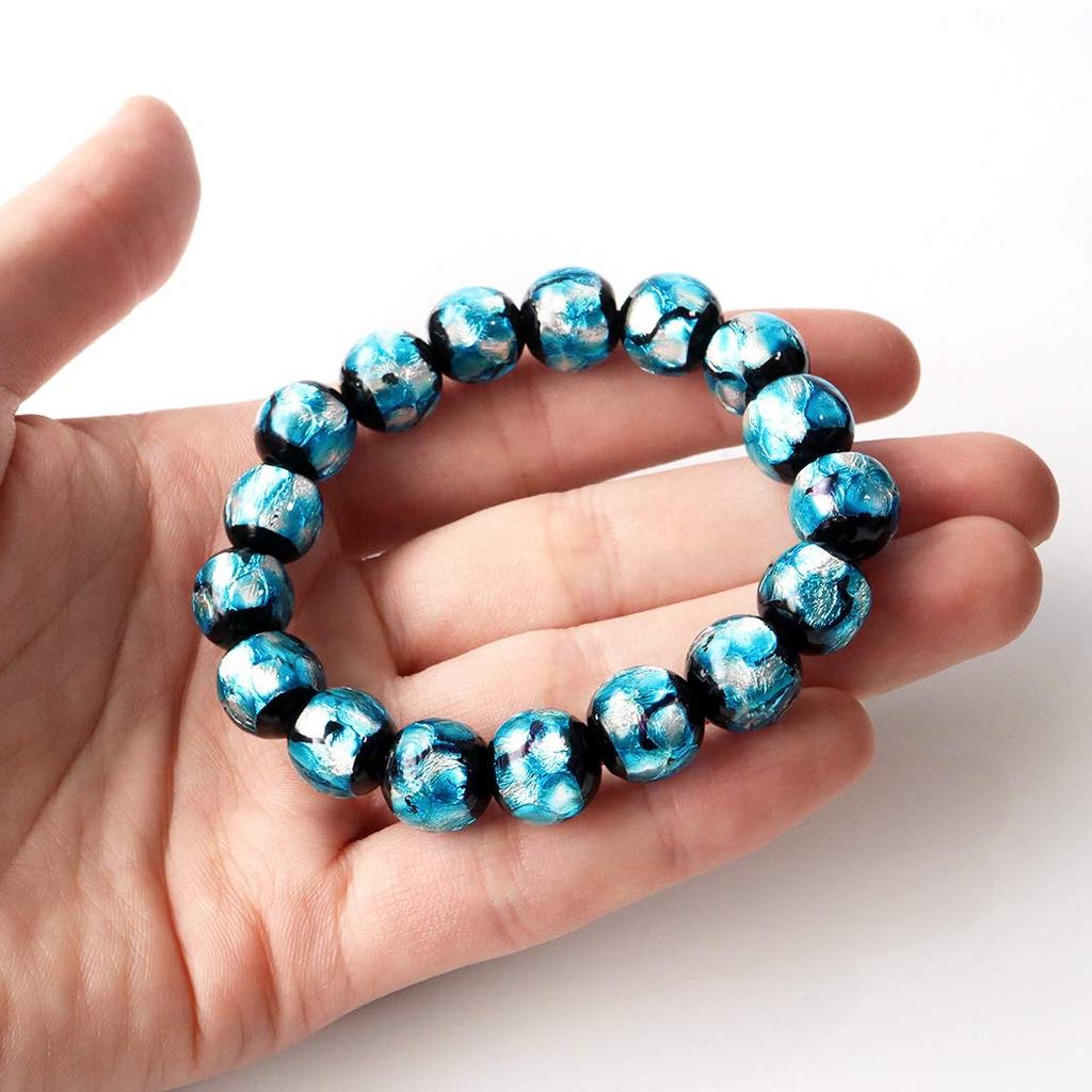 Firefly Glass Bracelet 12mm Light Blue Light Blue Dragonfly Ball Okinawa Souvenir [GOLD STONE]