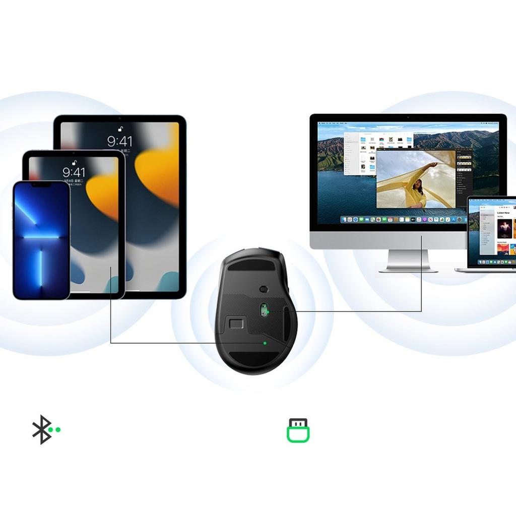 Ugreen MU006 Dual-Mode Wireless Mouse – 2.4GHz USB/Bluetooth 5.0, 4000 DPI Precision, Black