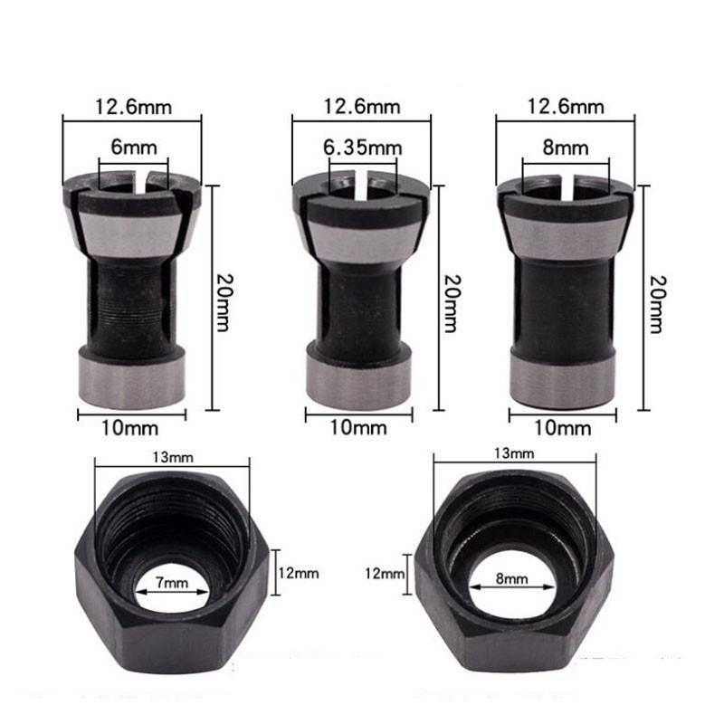 

Фрезерный цанговый адаптер Цанговый патрон Гравировальный обрезной станок Аксессуары для электрических фрез 6/6.35/8 мм NO11