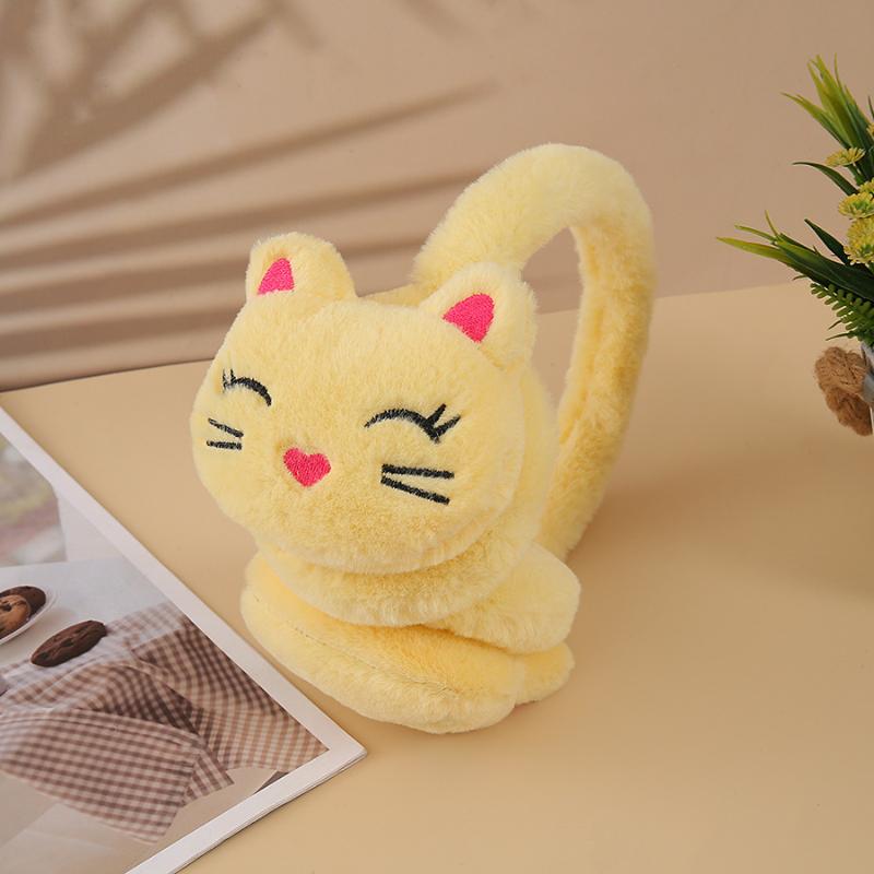 

Корейская версия осенне-зимних плюшевых теплых наушников, плюшевые милые мультяшные наушники-кошки защищают уши от холода жёлтый