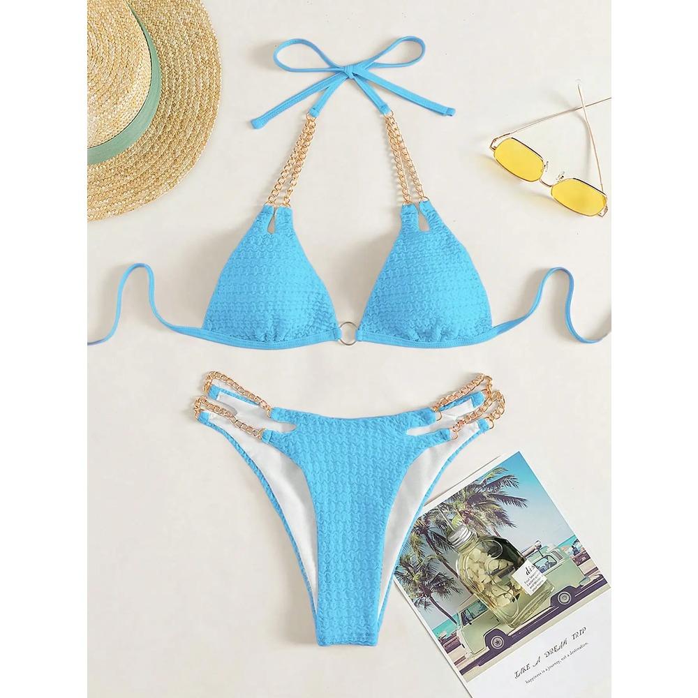 

Летние купальники для женщин, синий комплект, молодежный, стройнящий, закрывающий тело, сексуальный, инфлюенсерский, высококачественный, однотонный стиль, S