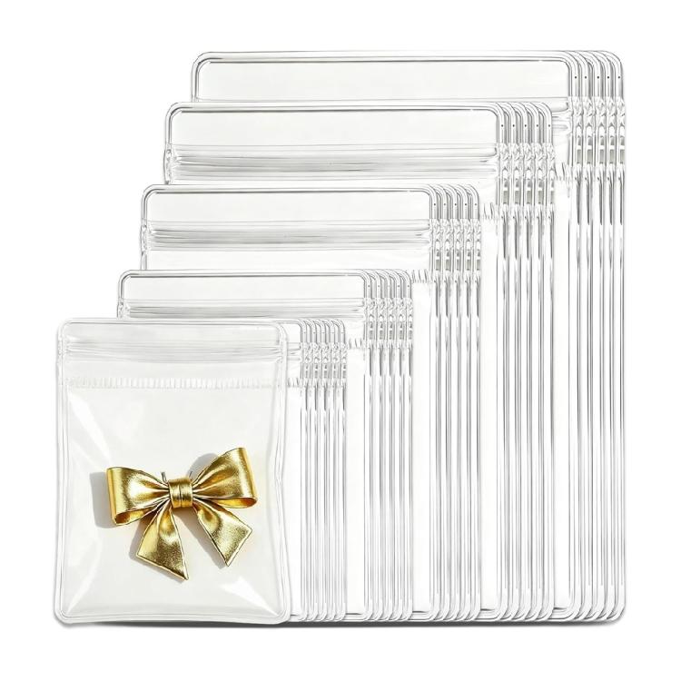 

50 Pieces Reusable Jewelry Organizers Bags Dustproof Clear PVC Zippers Pouch for Earring Rings Collection Protective 1
