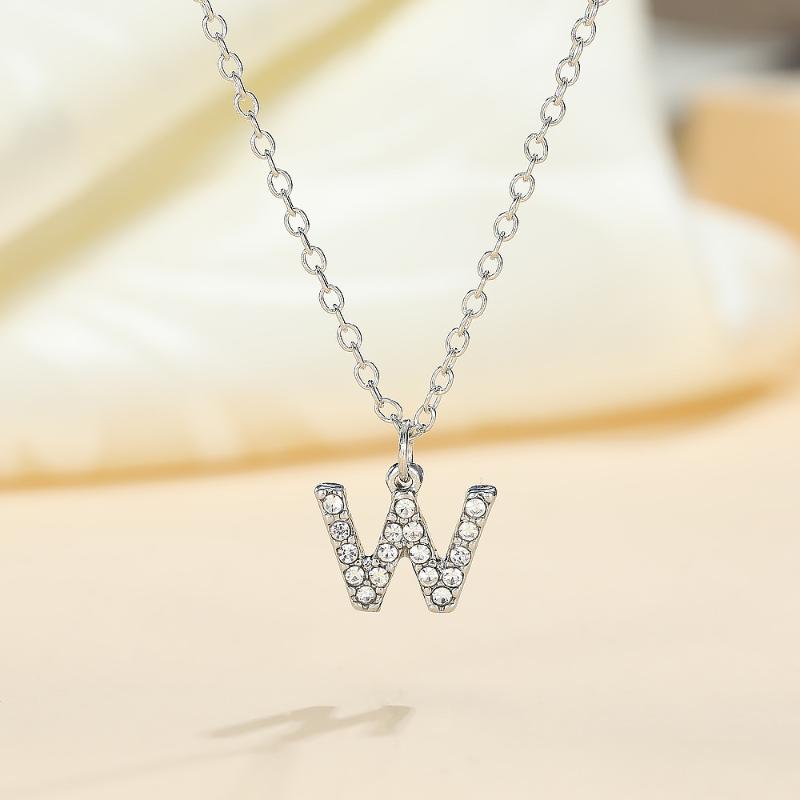 Fashion Shining A-Z Letter Pendant Charm Necklace 26 Initial Alphabet Name Clavicle Chain Party Valentine'S Day Jewelry Gift