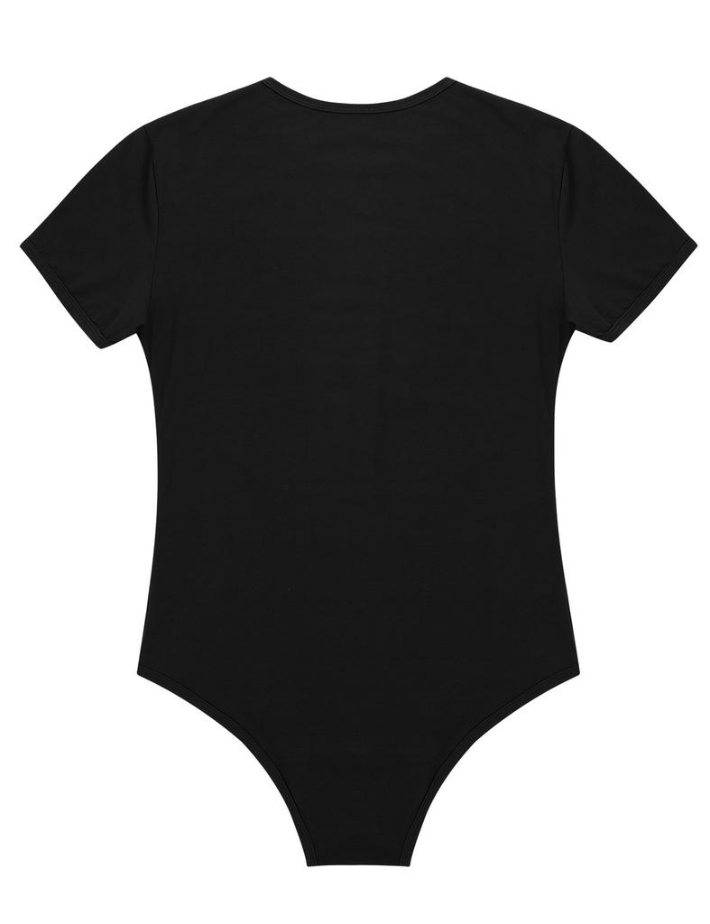 Men Sexy One Piece Lingerie Solid Color Short Sleeves Press Crotch Bodysuit Romper Pajamas