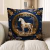 2D Elegant White Horse With Gold Accents Pillow Cover Pattern Cushion Cover Suitable For Sofa Bedroom Car Pillow Cover