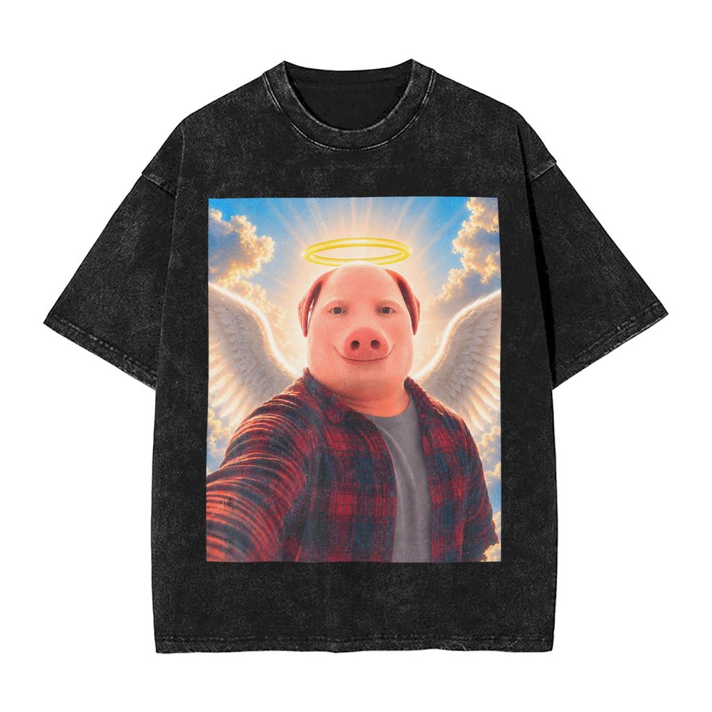 Angel John Pork Funny is Calling Phone T Shirts Men 100% Cotton Novelty T-Shirts Crewneck Tees Short Sleeve Clothing Original
