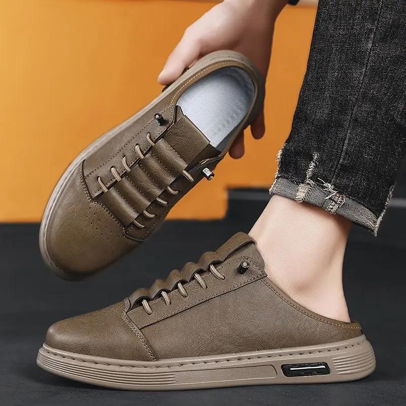Fashion Sabot Slippers for Men Soft Outdoor Genuine Leathe Designer Sandals Man Luxury High Quality Fashion Fun Elegant Y2k Adult Shoes
