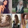 Hair Extensions 36in/ 91.44cm Gradient Gold 0.25in/ 0.63cm Wide Thin DE Synthetic Fear Hippie Wool Fear 10 Strands Hand Lock Hair Extensions for Women