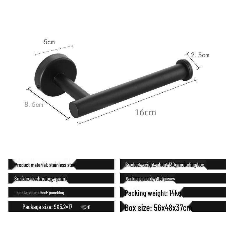 Edelstahl Stanzfreies Badezimmer Handtuch- & Papierregal Set mit Haken & Ringen