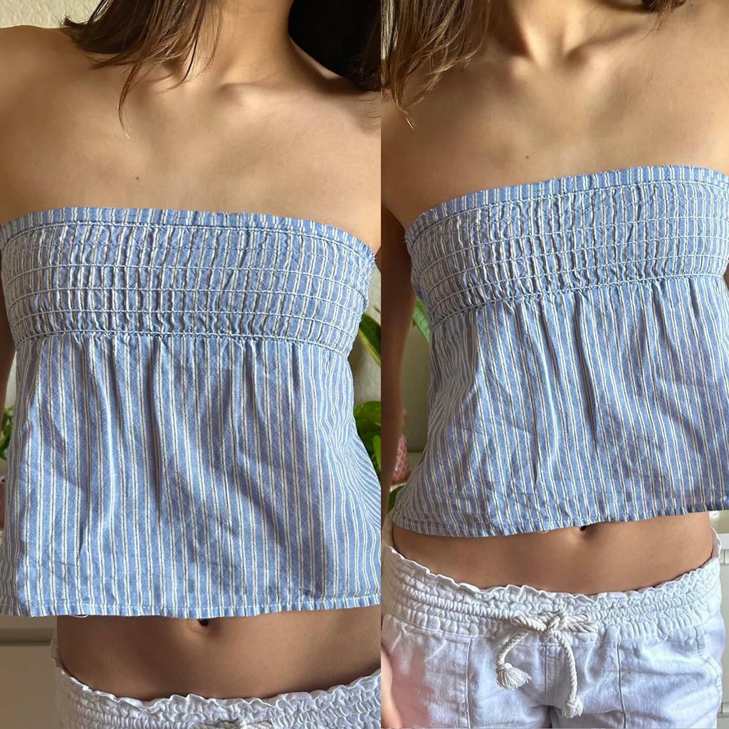 Women Summer Tube Tops Striped Print Tie Bow Off-Shoulder Bandeau Vest Backless Shirts for Streetwear Grunge Clothes