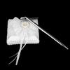 Lace Bow Rhinestone Embellished Wedding Guest Book Pen and Stand Set White