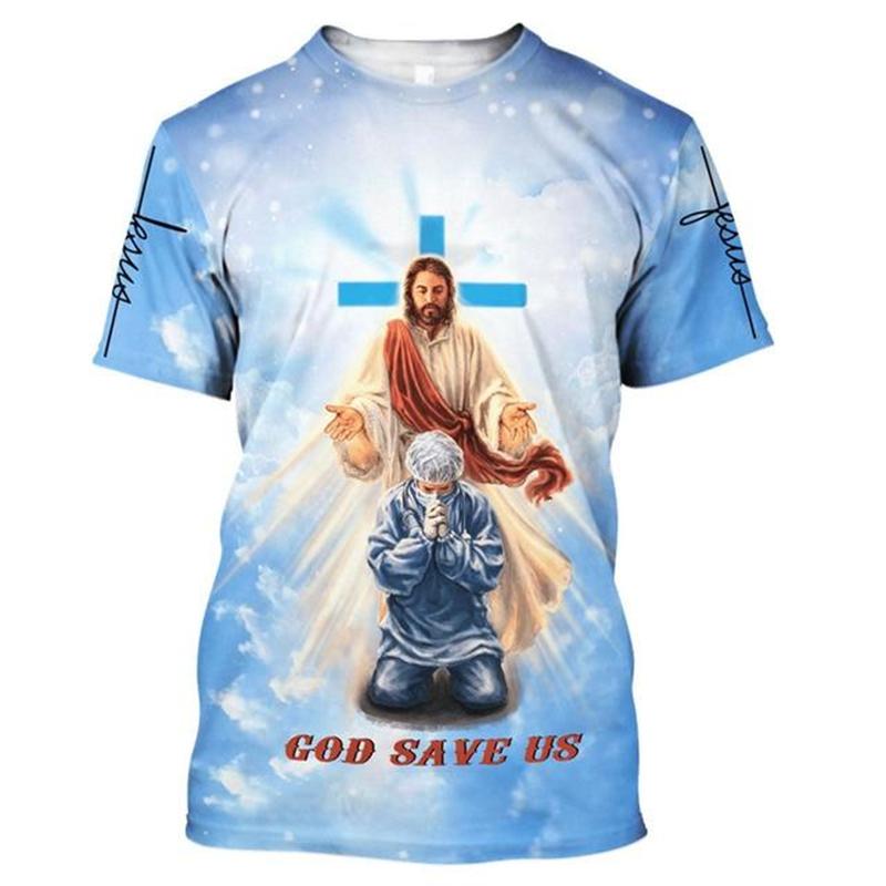 Fashion Jesus Graphics T Shirts Summer Trend Short Sleeve O Neck 3D Printed Christian T-shirts Casual Loose Streetwear Tees Tops