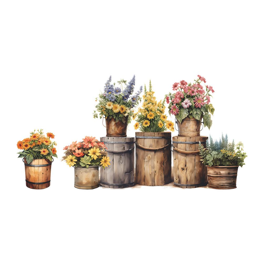 Kreativ Färsk Blomkruka Väggdekal för Sovrum Vardagsrum Entré Heminredning Självhäftande