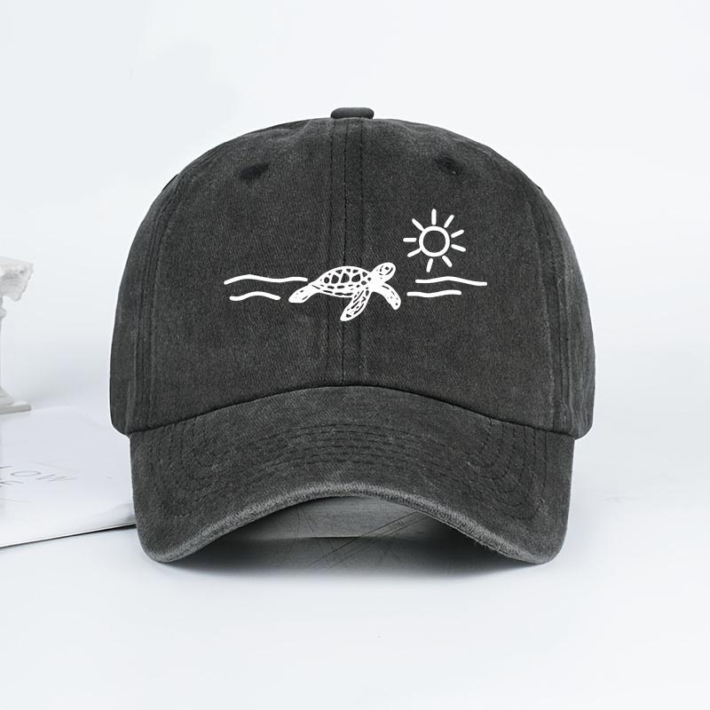 

Бейсболка с принтом узора солнца и черепахи Милая, Простая, Модная кепка с утиным козырьком Дышащая, Солнцезащитная Удобная Adjustable чёрный