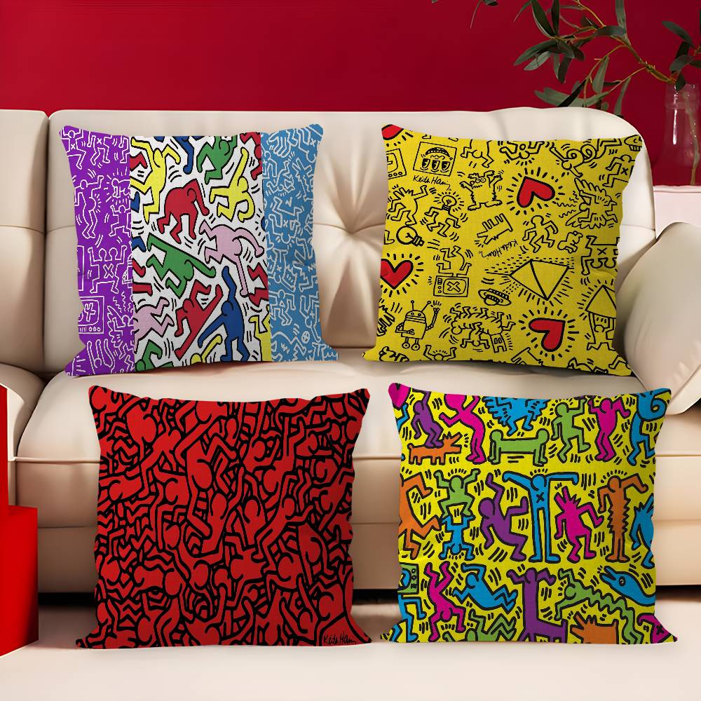 K-Keiths H-Haring Personalized picture text home decorative pillows Household Gifts 45x45cm