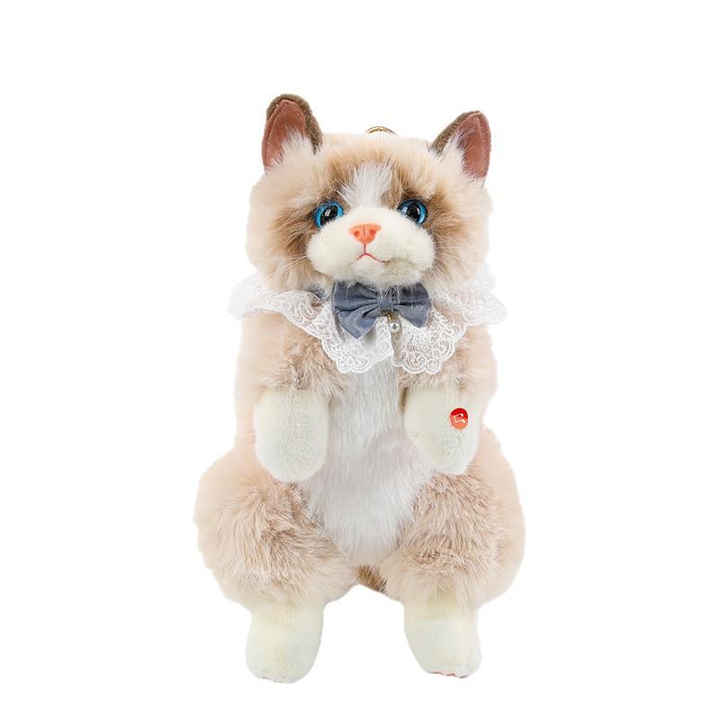 Ragdoll Cat Backpack Simulation Cat Doll Bag Sounding Kitten Doll Plush Toy Children and Girls Gift
