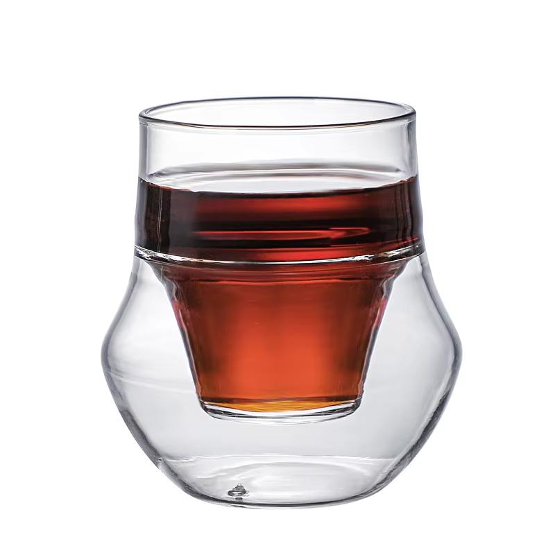 Double-Layer Insulated Glass Tea Cup with Hanging Ear Household Anti-Scalding Milk Mug High Temperature Resistant Coffee C