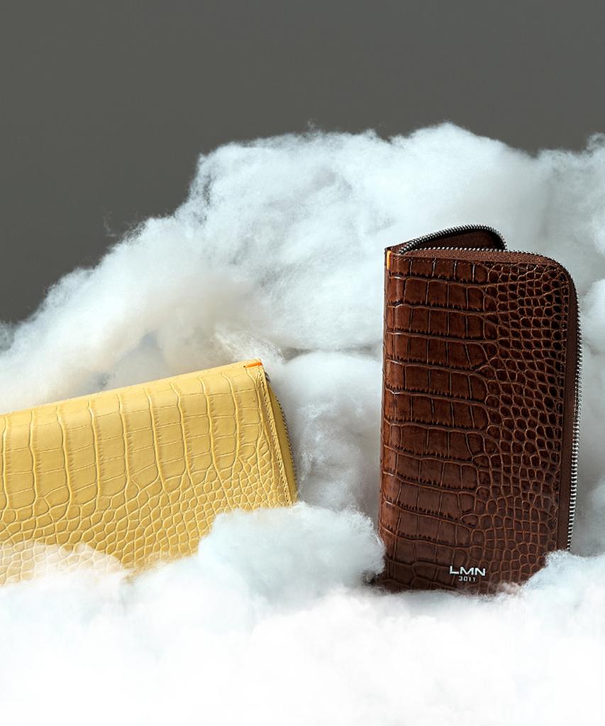 Lmn3011 Crocodile Embossed Long Wallet - Tan Brown