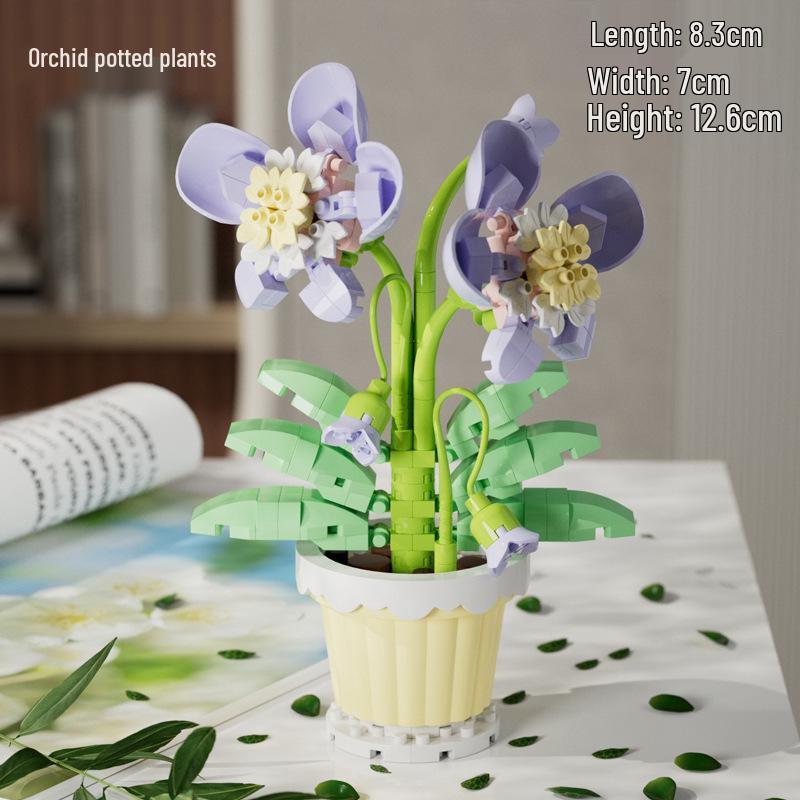 Secret Garden Flower Building Blocks: Rose & Carnation Potted Plant Toy - Perfect for Children's Play and Teacher's Day Gifts