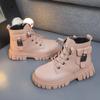 Autumn Winter Warm Kids Versatile Anti-slip Cotton Boots Children Leather Boots Girls Boys Casual Comfortable Short Boots