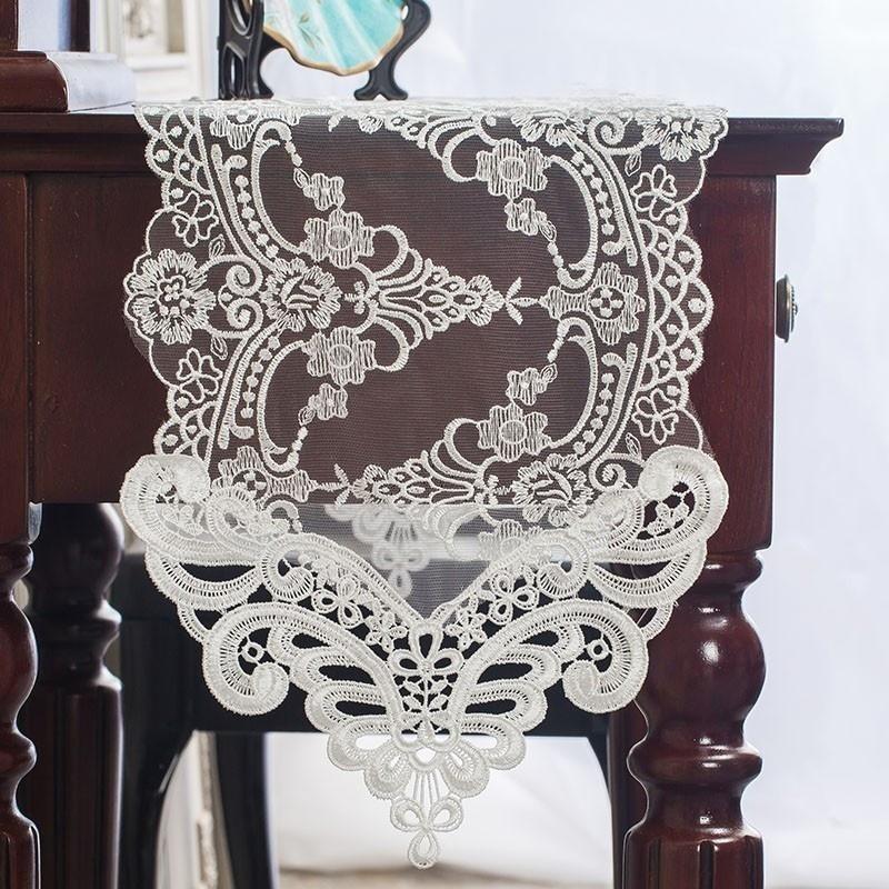 Traversă de masă din tul european, brodată, alb și auriu șampanie, pentru birou, cadru pentru șemineu, pian, decorațiune de nuntă de Crăciun